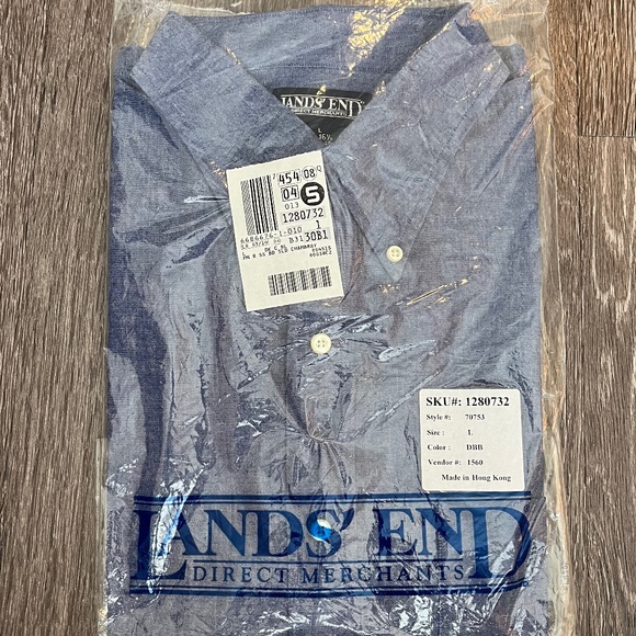 Lands' End Shirts Nwt Lands End 6165 Dark Blue Chambray Short